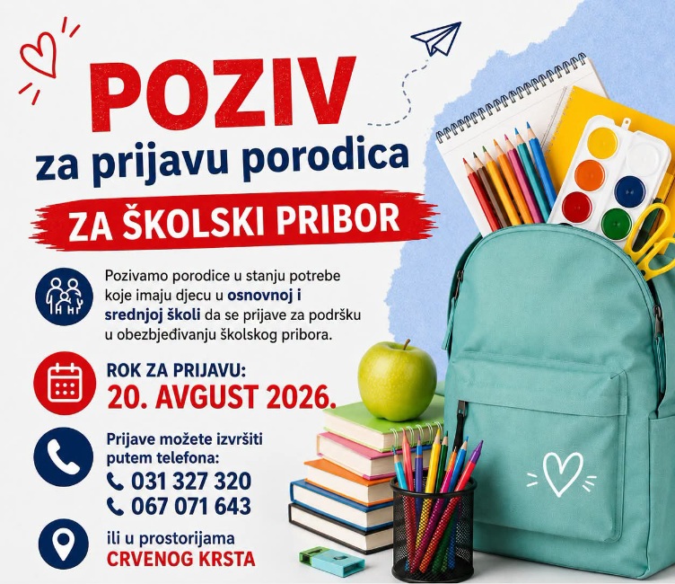 Poziv za prijavu porodica za školski pribor