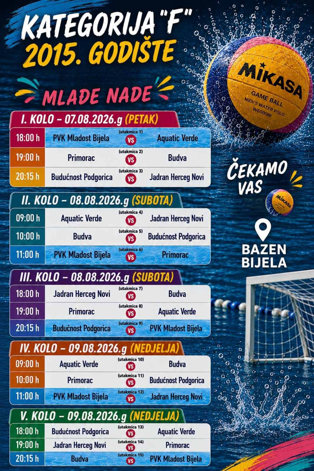 Vaterpolo turnir na bazenu u Bijeloj