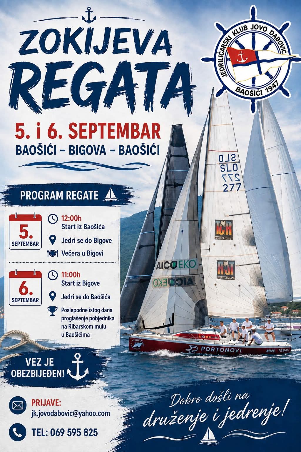 Jedrilice na regati u Boki