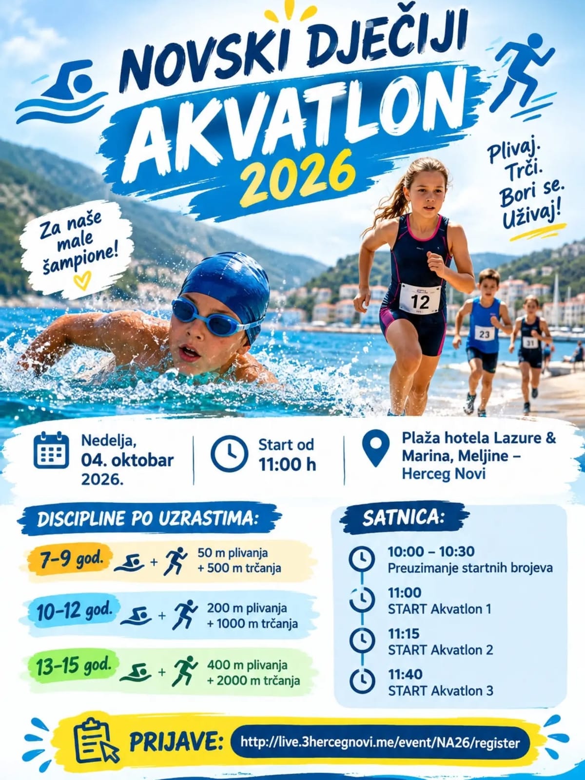 Plakat Novskog dječijeg akvatlona 2026